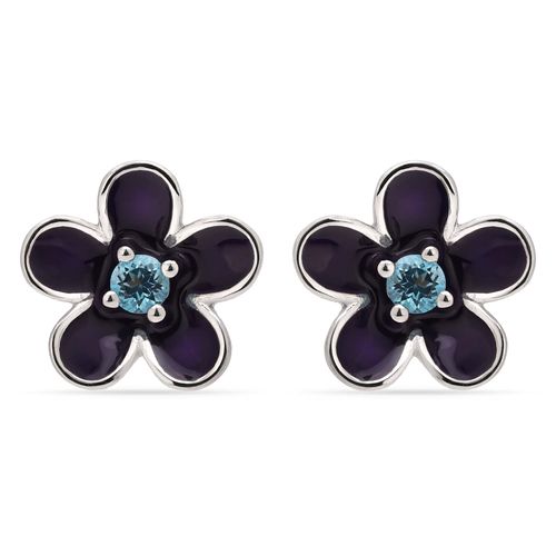 Par de Brinco em Prata 925 Florzinha de Mina Azul e Topazio Azul 177100 Par de Brinco em Prata 925 Florzinha de Mina Azul e Topazio Azul 177100