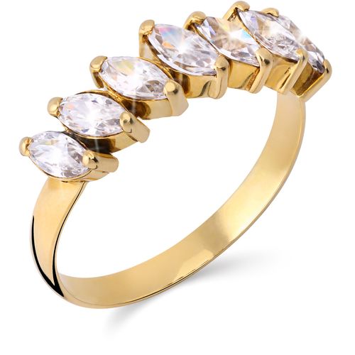 Meia Aliança de Ouro Amarelo com Zircônias 198948