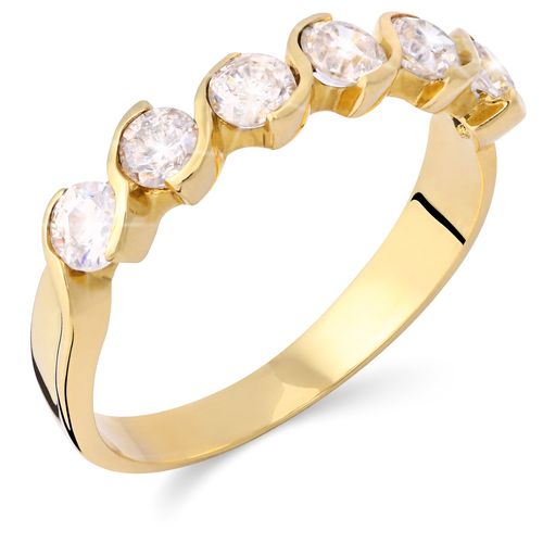 Meia Aliança em  Ouro Amarelo de Zircônia 198956