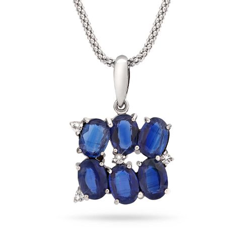 Pingente em Prata 925 com Kianites e Topázios Brancos 161115