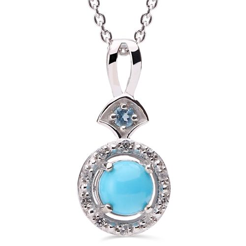 Pingente em Prata 925 com Turquesa, Topázio Azul e Zirconias 199366