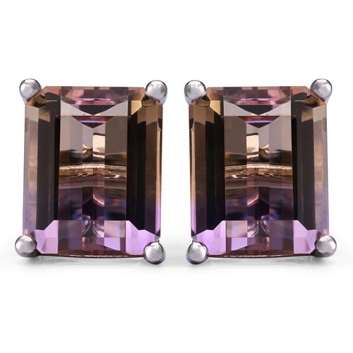 Par de Brinco em Prata 925 com Ametista Bi Colour Retangular 167246