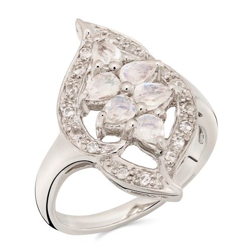 Anel em Prata 925 com Pedra da Lua e Topázios Brancos 158262