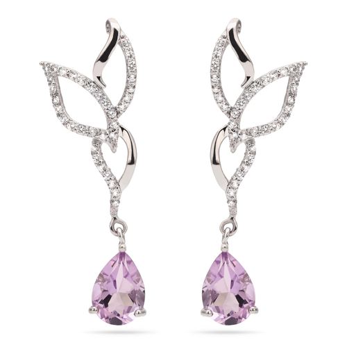 Par de Brinco em Prata 925 com Ametista 161317