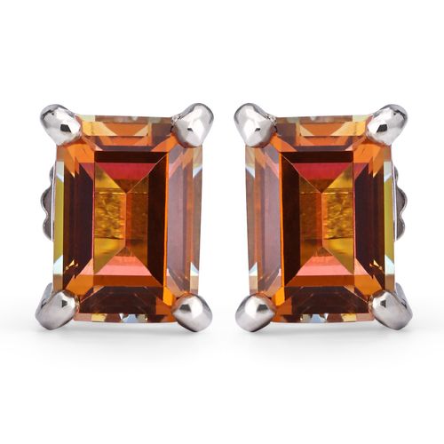 Par de Brinco em Prata 925 Com Topázio Mistico  Retangular 164276