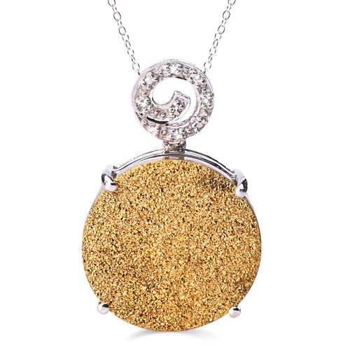 Pingente em Prata 925 com Quartzo Glitter Dourado e Topázio Branco 170277