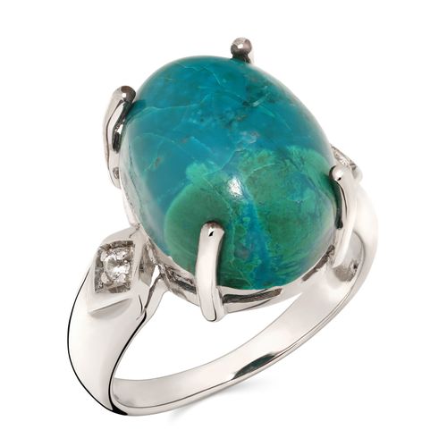 Anel em Prata 925 com Crisocola e Topázios Brancos 172068