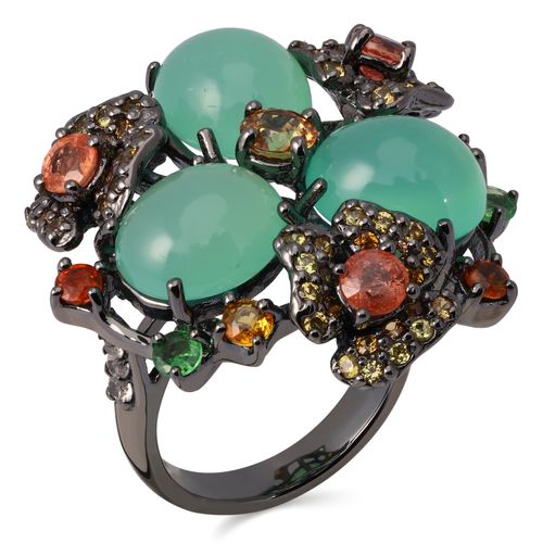 Anel Linha Premium em Prata 925 Com Crisopazios e Mix de Pedras 198077