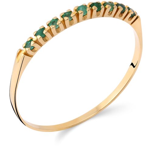 Meia Aliança em Ouro Amarelo com Esmeralda 198913