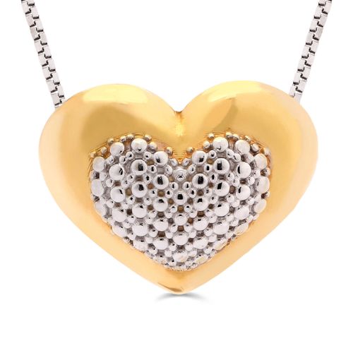Pingente Coração em Ouro Branco e Ouro Amarelo 18k 190906