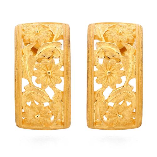 Par de Brinco em Ouro Amarelo 24k Prima Gold Floral 143188