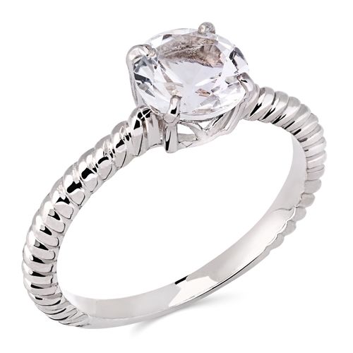 Anel em Prata Solitáro De Água Marinha Glacial 199374