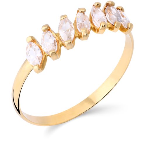 Meia Aliança em Ouro Amarelo 18 k com Zirconias Navete 198946