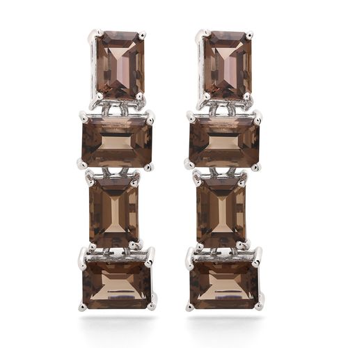 Par de Brinco em Prata 925 Com Quartzo Fumê 156897