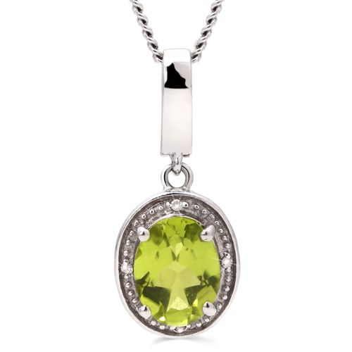 Pingente em Prata 925 com Peridoto e 4 Diamantes 100611