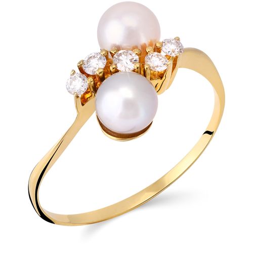 Anel em Ouro Amarelo de  Pérola com Diamantes 191422
