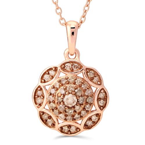 Pingente em Prata 925 Flor com Diamantes Chocolates 196850