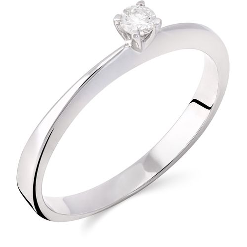 Anel em Ouro Branco Solitário de Diamante 118102