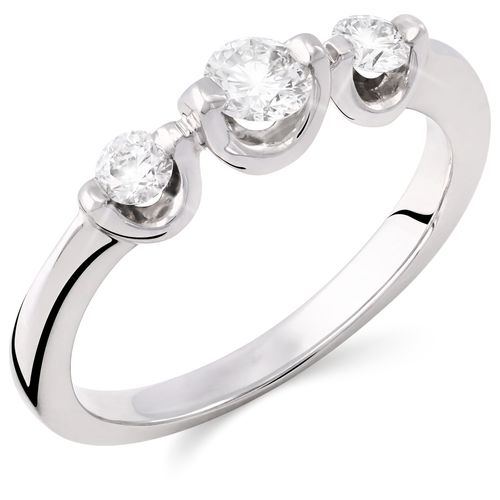 Meia Aliança em Ouro Branco  com 3 Diamantes Vs 133638