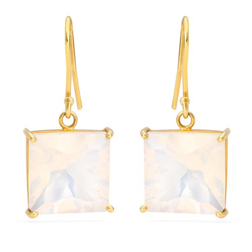 Par de Brinco em Ouro Amarelo 18k com Cristal Milk 106284