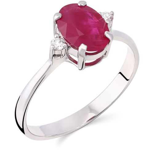 Anel em Ouro Branco de Rubi  e Diamantes 144606