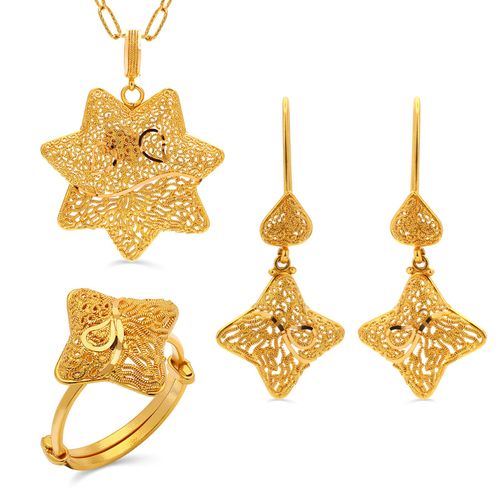 Conjunto Linha Alshahba em Ouro Amarelo 21k 123120