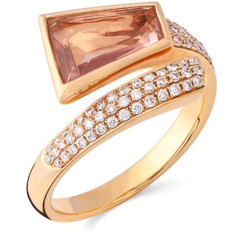 Anel em Ouro Rosé de Quartzo Rosa e Diamantes 105382