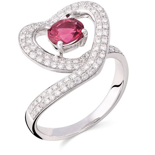 Anel em Ouro Branco com Turmalina e Diamantes 105369