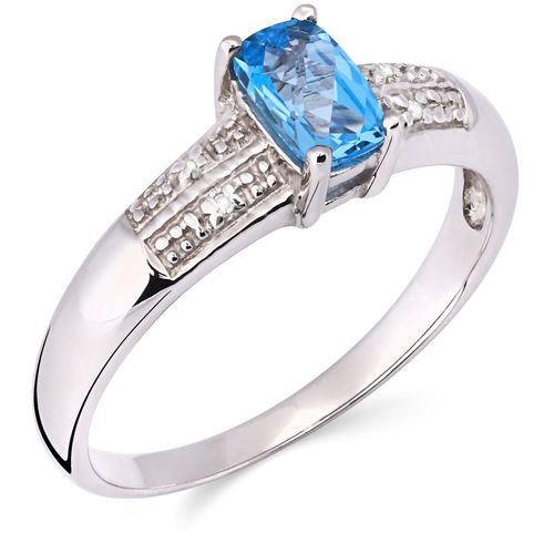 Anel Em Prata 925 com Topazio Sky Blue e Diamantes 155164