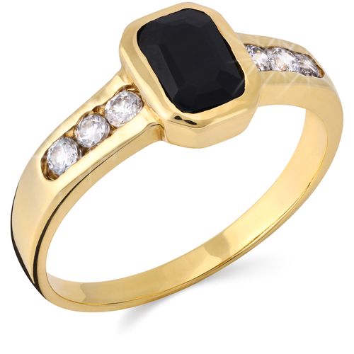 Anel em Ouro Amarelo com Ônix e Zircônias 191260