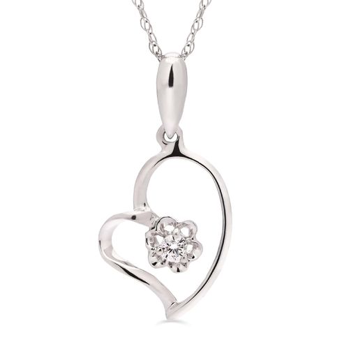 Pingente Coração em Ouro Branco 18k com Diamantes 143562