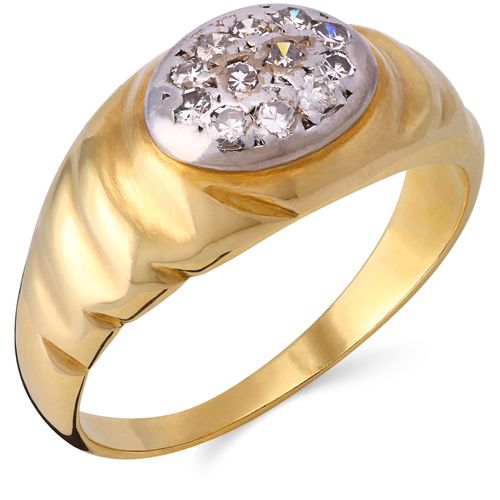 Anel em Ouro Amarelo Com Detalhe em Ouro Branco e Diamantes 113851