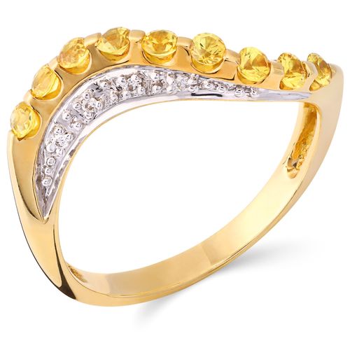 Meia Aliança em Ouro Amarelo 18k com Safiras Amarelas e Diamantes Aprox. 51 cts 122486