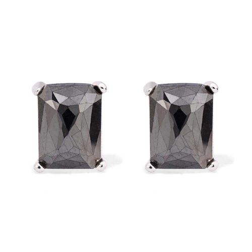 Par de Brinco em Prata 925 Solitário de Diamantes Negros 138448