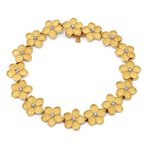 126283-Pulseira Linha Giovanni em Ouro amarelo 18k com 16 Diamantes 126283