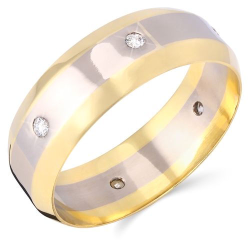 111748- Aliança em Ouro Amarelo e Ouro Branco Com Diamantes 111748