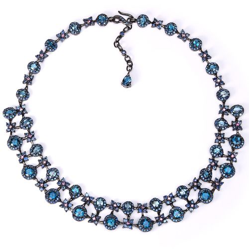 176557-Colar Linha Premium em Prata 925 com Safiras Azuis e Topazios London Blue 176557