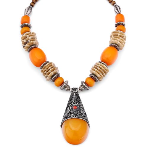 128703-Colar Linha Nepal Laranja 128703