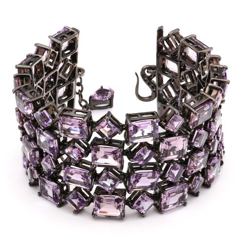 175487-Pulseira Linha Premium em Prata 925 com  Ametistas 175487