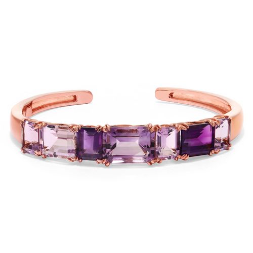 131168-Bracelete de Prata 925 com Ametistas e Rose de France 131168