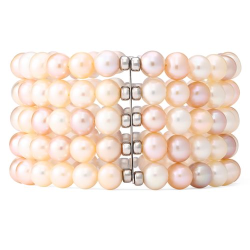 143526-Pulseira em prata 925 de Pérolas de Água Doce 5 voltas 143526