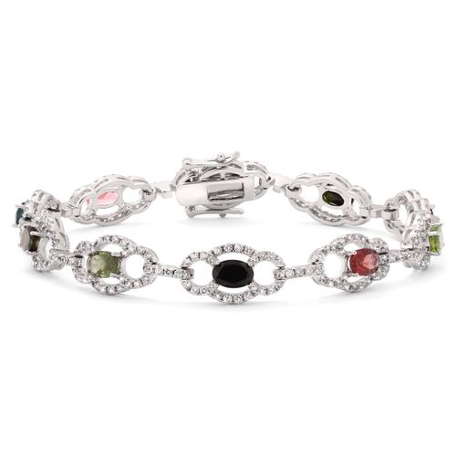 143099-Pulseira em Prata 925 com Turmalinas Coloridas 143099