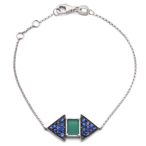 191480-Pulseira em Ouro Branco 18k com Ágata e Safiras Azuis 191480