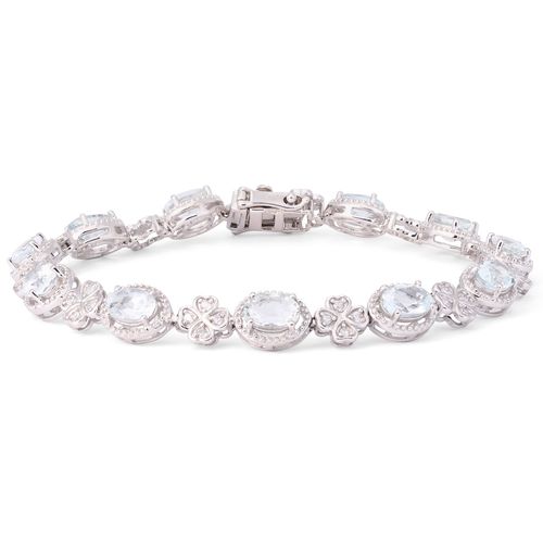 199371-Pulseira em Prata 925 com Aguas Marinhas e Zirconias 199371