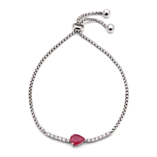 191483-Pulseira em Ouro Branco 18k com Rubi Gota e Diamantes 191483
