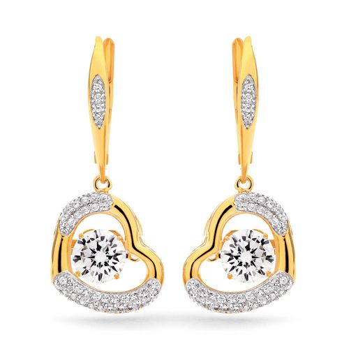 147680-Par de Brinco em Prata 925 Coração Dancing Diamond com Zircônias 147680