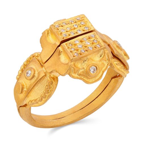 139160-Anel Linha Kurtulan em Ouro Amarelo 18 k com Diamantes 139160