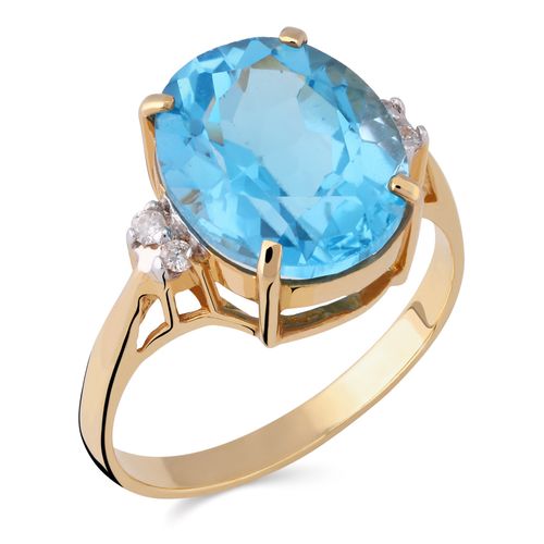 179603-Anel em Ouro Amarelo de Topázio Azul Oval e Diamantes 179603