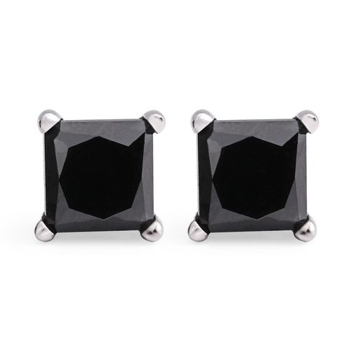 137836-Par de Brinco dem Ouro Branco com Diamante Negro 137836