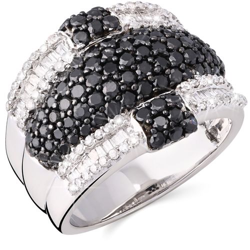 126951-Anel em Ouro Branco de Diamantes Negros e Brancos 126951